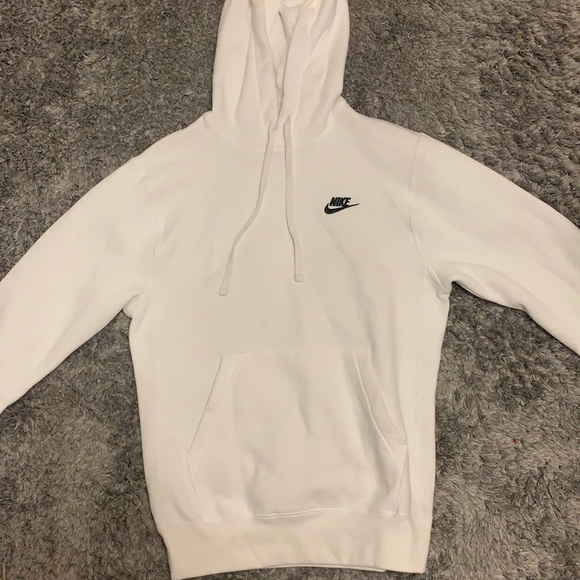 Nike Sweaters | White Nike Womens Fleece Pullover Hoodie Size Xs | Poshmark
